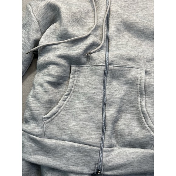 NYC Womens Large 2 Piece Sweatsuit Full Zip Hoodie & Jogger Pant Athleisure Gray - Picture 4 of 8